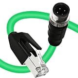 GEOAOBLE 16.4Ft M12 4 Pin D Code Male to RJ45 Industrial Ethernet Cable High Flexible Shielded Ethernet CAT5e Cable for Industrial Camera Sensor Automation 5M