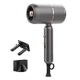 Professional Ionic Hair Dryer, Quiet Thermo-Control, Blue Light Ion Care, Foldable Blow Dryer for Women & Home Salon(Grey)