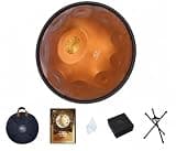 Handpan Drum 22 Inch 10 Notes D Minor 440Hz Handpan Steel Tongue Drum Professional Musical Instrument with Upgraded Backpack, Learning Book, Dust Cloth and Mallets