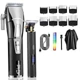 DAXXIN Hair Clippers, 2 In1 Machine Hair Clipper Set 2 In1 Engraving Clipper Hair Clipper LCD Display Barber Shaving Shaver(Black 2-in-1 Suit)