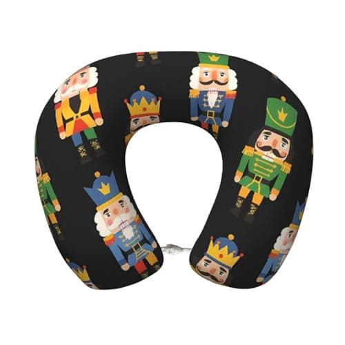Colorful Christmas Nutcracker Travel Pillow Super Lightweight Portable Memory Foam U Shaped Neck Pillows Detachable