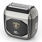 EchoByte Full Metal Electric Foil Shaver for Men: 4 Floating Blades, IPX7 Waterproof Wet & Dry Mini Razor, 120-Min Runtime USB-C Rechargeable, Quiet Travel Groomer with LED Display & Travel Lock