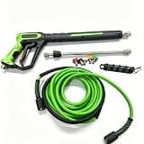 SEPLY Pressure Washer Gun and Hose Kit, 25FT High Pressure Hose with Spray Gun, Extension Wand, 5 Nozzle Tips, M22-14mm, 3600 PSI,Green
