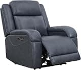 Leather Power Recliner Chair for Adults, Electric Wall Hugger Reclining Sofa with Adjustable Headrest, Comfortable Living Room Seat with USB and Type C Charging Ports