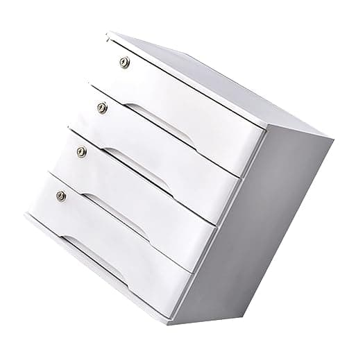 ZGLINMZ Wooden Desktop Drawer Cabinet with Lockable Drawers for Solid Wood Storage Flat File Cabinet Organizer for Desktop Storage 1/2/3/4 Floors (White)