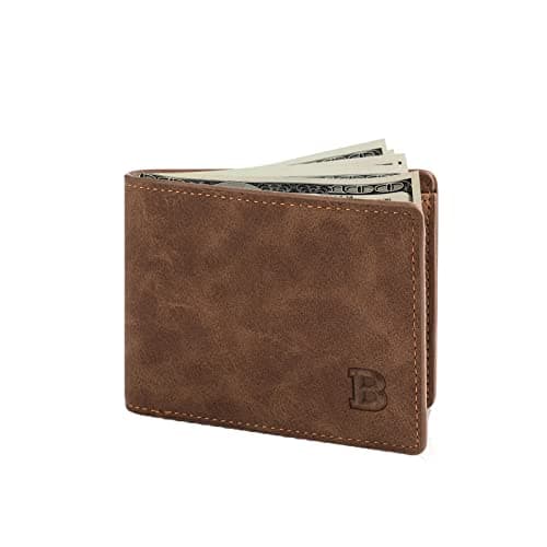 Gooddyiyukey Wallet for Men, Leather Bifold Rfid Blocking Slim Minimalist Front Pocket Mens Wallet,Simple Wallet for Men