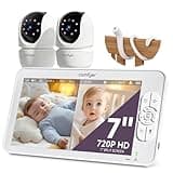 Comfyer BM01 7" HD Split-Screen Baby Monitor, Video Baby Monitor with 2 Cameras and Audio, No WiFi Monitor with a Flexible Bracket, 6000mAh Battery, VOX Mode with Sound Alert, 4X Zoom, Night Vision