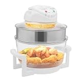 Turbo Air Fryer & Convection Oven, 17L Glass Multifunction Cooker with 360° Hot Air Technology and Temperature Control, Oil-Free Frying Roasting Baking for Healthy Cooking with Expansion Ring