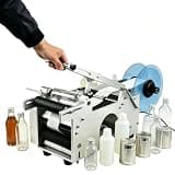 AETEREOS Semi-Automatic Round Bottle Labeling Machine, 20-40pcs/min Bottle Label