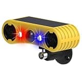 HULPPRE Solar Outdoor Motion Sensor Alarm-13 Sounds Including Dog Barking&Gunshot,2 * 130db Loud Noise Maker,4 Modes,Red&Blue Motion Activated Strobe Light,Say Goodbye to The Intruders