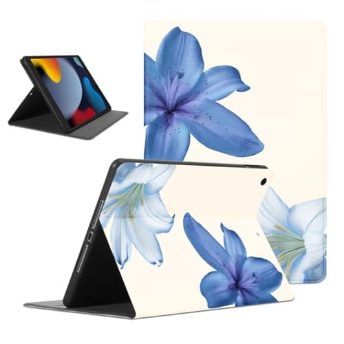 Mrtponk Girly Lily Flower Tablet Case for iPad Air 1st Gen 2013 9.7 Inch,Floral Pattern for Women Men Teens Protective Cover Flip PU Leather Stand Funda