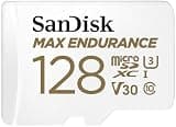 SANDISK 128GB MAX Endurance microSDXC Card with Adapter for Home Security Cameras and Dash cams - C10, U3, V30, 4K UHD, Micro SD Card - SDSQQVR-128G-GN6IA