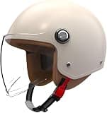Retro 3/4 Motorcycle Half Helmets,DOT Approved Vintage Scooter Dirt-Bike Go-Kart Moped Electric Bicycle Light Quick Buckle Open Face ATV Helmet for Adult Men Women(White)
