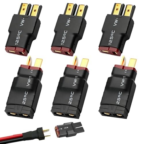 SKIKIO 6 Pack Male and Female Deans T Plug to Adapter, RC Battery Connector Converter for Charger Slash Airplane Truck Boat