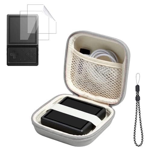 Carrying Case for ANBERNIC RG Rotate Handheld with 2 Pack Screen Protector,Hard Shell Cover with Pocket for ANBERNIC RG Rotate & Accessories,Shockproof(Gray)