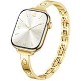 DaQin Slim Metal Bracelet Band for Apple Watch Bands Women 44mm 45mm 46mm 49mm 42mm, Dressy Thin Elegant Floral Engraved Stainless Steel Designer Jewelry Strap for iWatch Series 11 10 9 8 7 6 5 4 SE