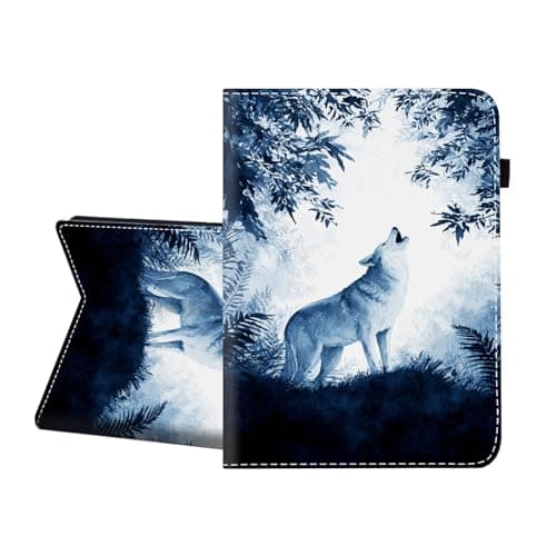 CICPLKSE Case for Samsung Galaxy Tab S10 Lite/ S10 FE/ S9 FE 10.9 Inch/ S9 11 Inch,Premium PU Leather Cover with Auto Sleep Wake,Blue Wolf Howling