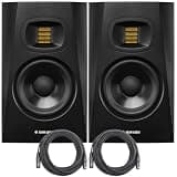 ADAM Audio AMS-T5V T5V 5-inch Studio Monitor Black Pair Bundle with OnStage 25ft XLR Cable 2 Pack