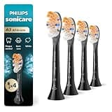 Philips Sonicare A3 All-in-One Genuine Replacement Electric Toothbrush Heads, 4 Pack One Year Supply, for Effective whitening, Plaque Removal and Better Gum Health, Black, HX9094/95