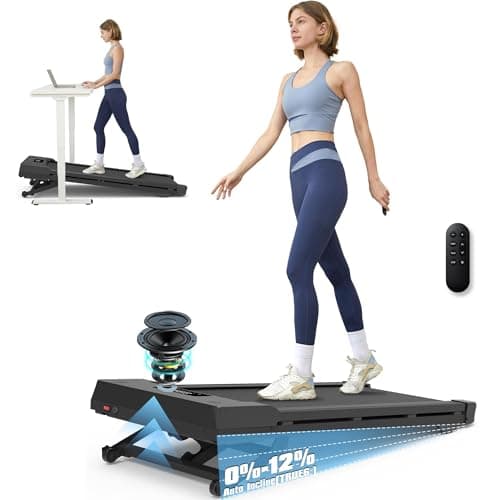 Walking Pad Treadmill - 12% 9-Level Auto Incline System - 450 lbs Heavy Duty Capacity (204.1 kg) - Bluetooth Speaker - LED Display - Under Desk Design - 5 MPH (8 km/h)