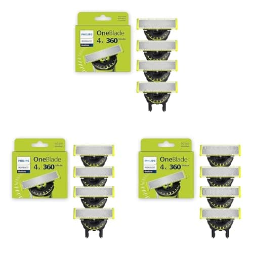 Philips Norelco OneBlade 360 Blades,Genuine Replacement Blades for OneBlade Electric Shaver and Trimmer,QP440/80,4 Count (Pack of 3)