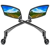 BriskMore Handlebar Bike Mirror - Crystal Clear HD Glass, 360° Adjustable&Foldable Mirror for Safe Riding, Wide Angle Rearview for E-Bikes, Mountain Bikes & Scooters,Bicycle Mirrors,1 PAIR