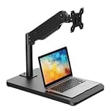 Suptek Single Monitor Mount with Base for 17-32 Inch Screens, Freestanding Height Adjustable Monitor Desk Stand, Full Motion Monitor Arm Holds up to 22 lbs, VESA 75x75/100x100, Black
