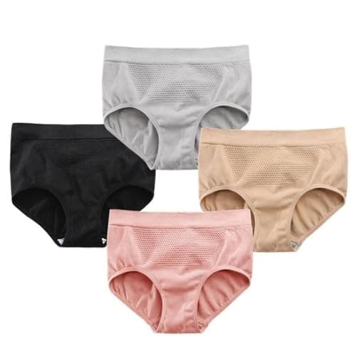 dDanke 4 piece set Women's Breathable Cotton Butt Lifter Panties Honeycomb Weave Seamless Soft Underwear (Small) Multi