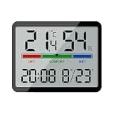 Simnek Digital Wall Clock Battery Operated, Large Display (3.6 ") with Indoor Temperature, 4 Time Zones, AUTO DST, 12/24 Hour for Living Room Kitchen Silent Wall Mount Digital Clock