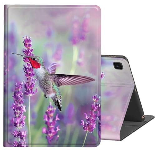 FKIUBWRY Case for Galaxy Tab A7 10.4 Inch 2022 2020 (SM-T509 T500 T503 T505 T507),Slim PU Leather Multi-Angle Stand Folio Heavy Duty Protective Cover with Auto Wake/Sleep,Hummingbird Lavender