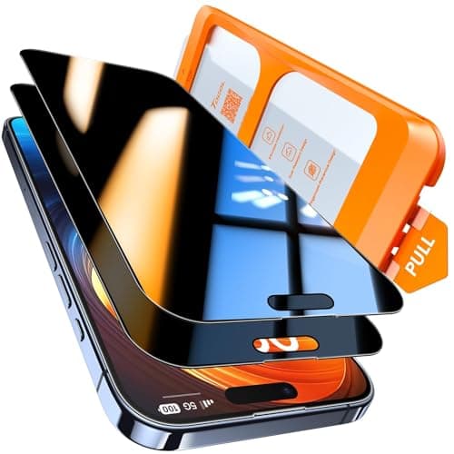 TOCOL for iPhone 16 Privacy Screen Protector True 25°Anti Spy 9H+ Hardness Tempered Glass Full Coverage Easy Installation 2 Pack