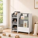 Montessori Wood Bookshelf Kids Book Shelf for Kids Rooms Bookcase with Multi-Scenario Book & Toy Box Chest Storage Bin Unit Organizer Shelves, Ideal for Girls, Boys, Baby, Kids, Bedroom, Nursery