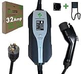 PRIMECOMTECH Primecom.Tech Level 2 Electric Vehicle (EV) Charger Amperage Adjustable (10Amp - 16Amp - 20Amp - 24Amp - 32Amp) 30Ft Cable EVSE Plug-in Hybrid (30 FT, L14-30P)