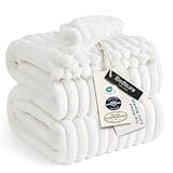 Bedsure GentleSoft Blankets Queen Size for Bed - Cozy Soft Sofa Couch Cover Blankets for Women, Cute Large Bedding Fleece Throws for Girls, Off White, 90x90 Inches