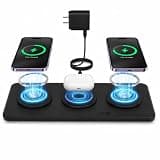 3 in 1 Magnetic Wireless Charger Pad for iPhone 17/16/15/14/13/12 Series, Fast Wireless Charging Station for AirPods 4/3/2 Pro, Raised Charging Pods Design, Magnetic Charging Mat with 24W Adapter