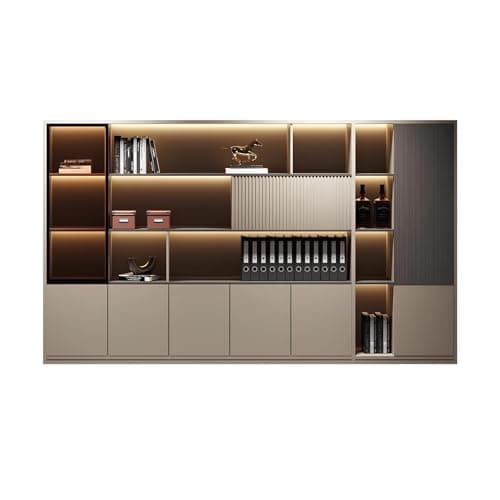 Modern Office File Cabinet with Large Storage Capacity, Wooden Storage Cabinet for Office Documents, Freestanding Filing Cabinet with Organized Compartments for Home & Business Use (B, L 280cm/110in)