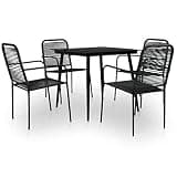 Makastle 5 Piece Patio Dining Set Cotton Rope and Steel Black