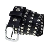 Milwaukee Leather MP7100 Men's Studded Black Genuine Leather Belt for Biker with Buckle - 1.5 inches Wide - 3X-Large