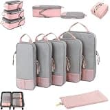6-Piece Packing Cubes for Travel, 6-Piece Expandable Space-Saving Packing Cubes, Packings Cube Compression, Fit Suitcases, Carry-Ons, Backpacks, Closets (Pink)