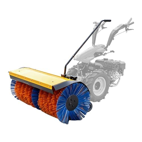FORGLO 43" Power Sweeper Attachment for Two-Wheel Tractor, Heavy Duty Rotary Broom for Snow Removal, Leaves, Dirt & Gravel, Walk Behind Sweeper for Driveways, Sidewalks & Parking Lots