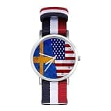 ZMYAPQO Vintage Sweden American Flag Watches for Men