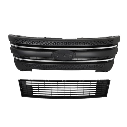 Front Bumper Upper Grille Assembly Glossy Black Fit for Explorer 2011-2015 BB538200 BB538200BW (Matte Black)