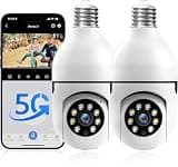 Chpuss Light Bulb Security Camera, 5G& 2.4GHz WiFi Security Cameras Wireless Outdoor for Home Security, 2-Way Audio Color Night Vision, Motion Detection Siren Alarm (G & 2.4GHz - 2Pack)