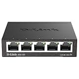 D-Link DGS-105, 5 Port Gigabit Ethernet Switch Unmanaged, Network Splitter, Silent Fanless, Network Hub, Sturdy Metal with Shielded Ports, Desktop/Wall Mount, QoS, Energy Saving, Plug and Play