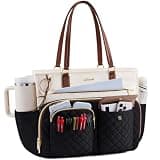 LOVEVOOK Teacher Tote Bag for Women Work, Laptop Bag with Large Cup Holder, Nurse Bag with Multi Pocket, Water-Resistant Business Travel Computer Briefcase Handbag Diaper Bag Mother Gift, 15.6 Inch