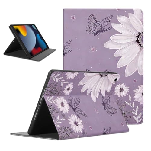 Mrtponk Chrysanthemum Butterfly Flower Tablet Case for iPad mini 7 A17 Pro 2024,Floral Pattern for Women Men Teens Protective Cover Flip PU Leather Stand Funda
