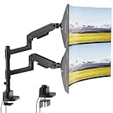 PEGZONE Stacking Dual Monitor Arm for Ultrawide Heavy Duty Curved Monitor with USB,Black