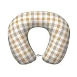 Hekroxu Beige Gingham (4) Print Travel Pillow Pure Memory Foam Neck Pillow Airplane for Traveling,Car, Train,Napping,Traveling,Washable Cover