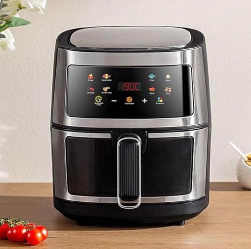 Digital Air Fryer, Touch Screen 8QT Large Capacity Oven, Smart Kitchen Appliance, 360° Hot Air Circulation, Black, 27x32x30cm