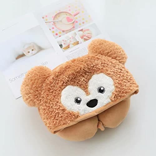 Hooded U Shaped Pillow, Breathable Airplane Pillow Travel Neck Pillow U Shape Cute Cartoon Travel PP Cotton U Shaped Neck Pillow for Airplane Seat(#2)